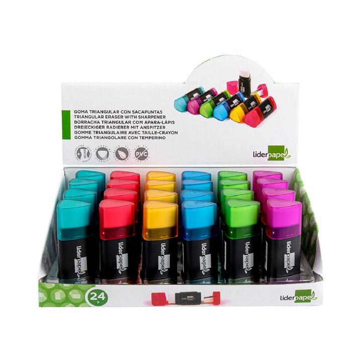 LIDERPAPEL - Goma de Borrar Liderpapel Triangular Con Sacapuntas.