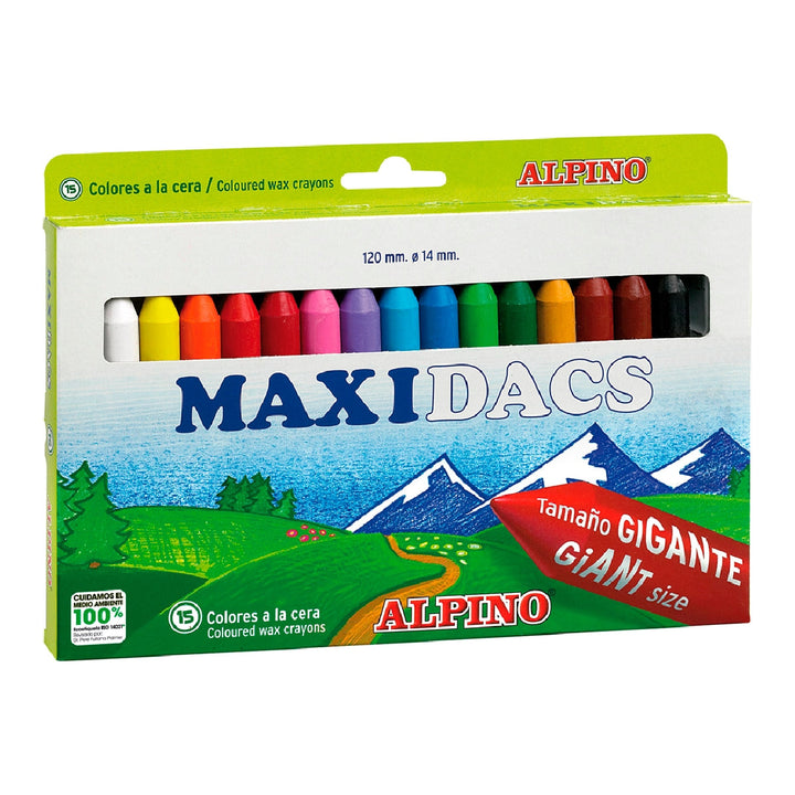 ALPINO - Lapices Cera Alpino Maxidacs Caja de 15 Unidades Colores Surtidos