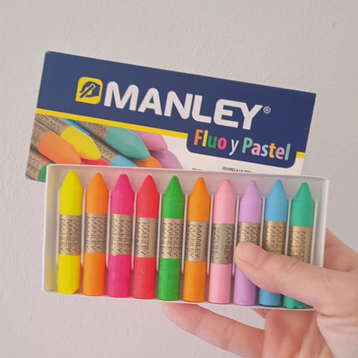 ALPINO Manley - 10 Lápices de Cera, en Colores Pastel y Flúor