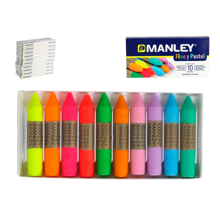 ALPINO Manley - 10 Lápices de Cera, en Colores Pastel y Flúor