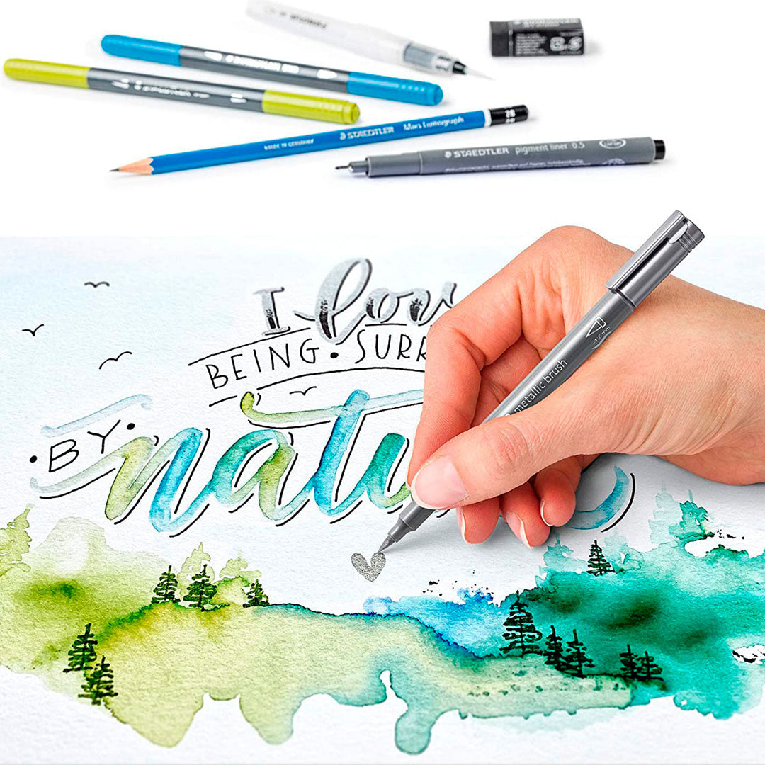 STAEDTLER Design Journey - Set Creativo de 11 Piezas para Lettering y Acuarela