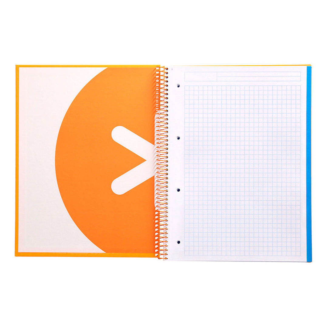 Antartik - Libreta Cuadriculada A4 con Espiral y Tapa Dura. 5 Bandas de Colores. Mostaza