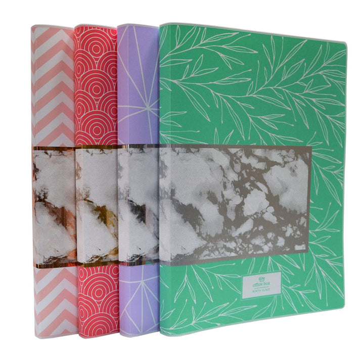 OFFICE BOX North Glace - Carpeta de Fundas A4 con Tapas Flexible. Incluye 40 Fundas. Rosa