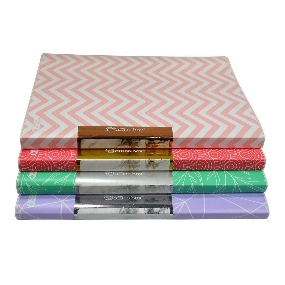 OFFICE BOX North Glace - Carpeta de Fundas A4 con Tapas Flexible. Incluye 40 Fundas. Coral