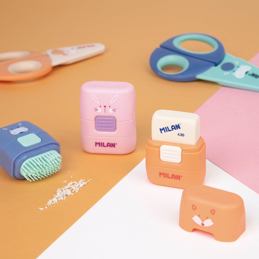 MILAN Fun Animals - Combinación de Goma y Cepillo Eraser & Brush. Surtido