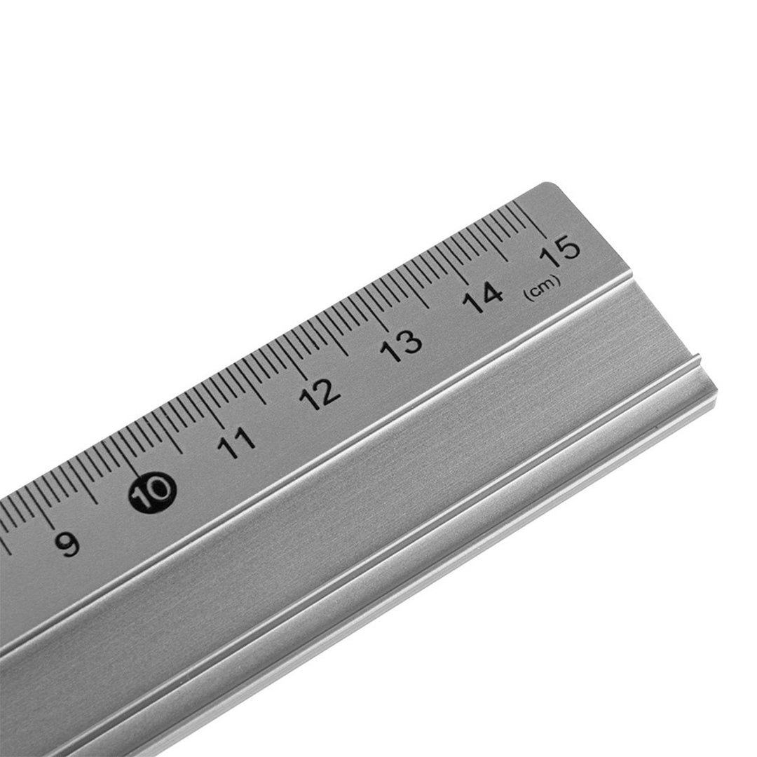 LIDERPAPEL RG08 - Regla de Aluminio con Base Biselada, 15 cm. Especial Estuches