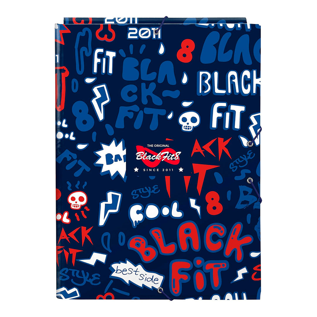 SAFTA - Carpeta A4 con 3 Solapas y Cierre de Goma, Modelo Blackfit8 Letters