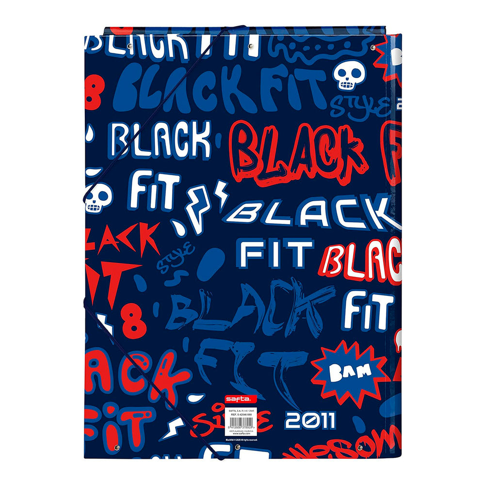 SAFTA - Carpeta A4 con 3 Solapas y Cierre de Goma, Modelo Blackfit8 Letters