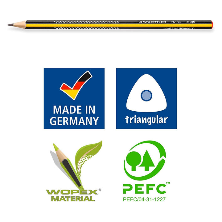 STAEDTLER 183-HBBK3 - Set con 3 Lápices Triangulares de Grafito 2HB. Madera Wopex PEFC