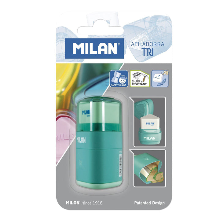 MILAN 4700116 - Afilaborra, Combinación de Goma y Sacapuntas. Colección TRI