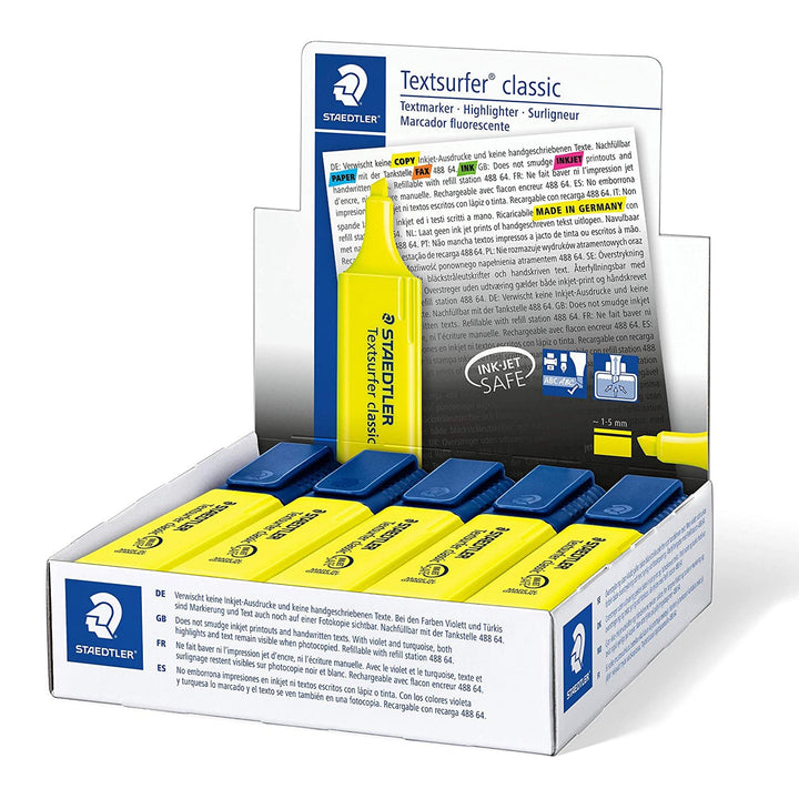 STAEDTLER - Set de 5 Marcadores Fluorescentes Textsurfer Classic 364. Amarillo