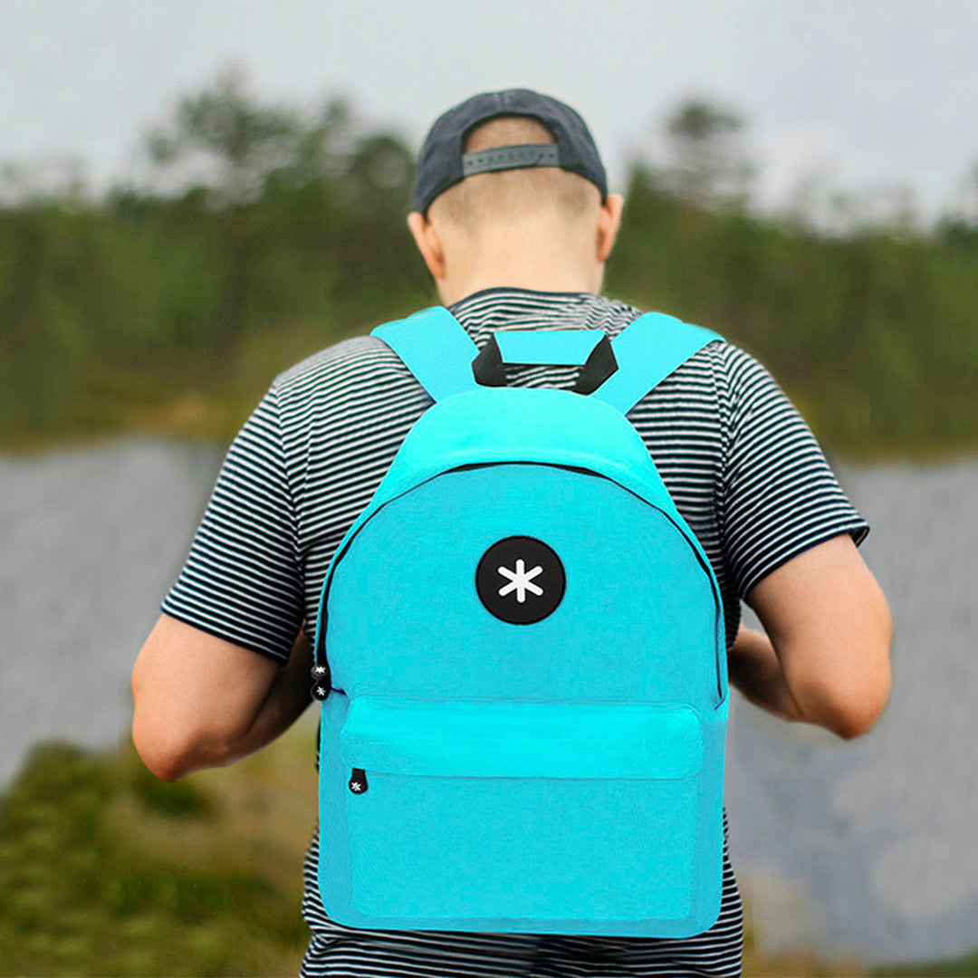 ANTARTIK - Conjunto Escolar con Mochila y Estuche Triple 2 Cremalleras. Azul Hielo