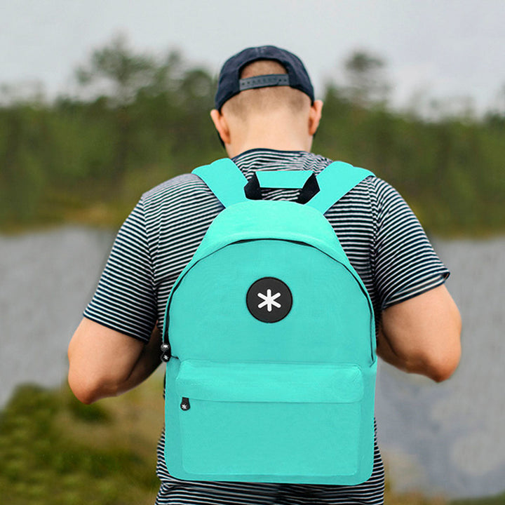 ANTARTIK - Conjunto Escolar con Mochila y Estuche Triple 2 Cremalleras. Menta