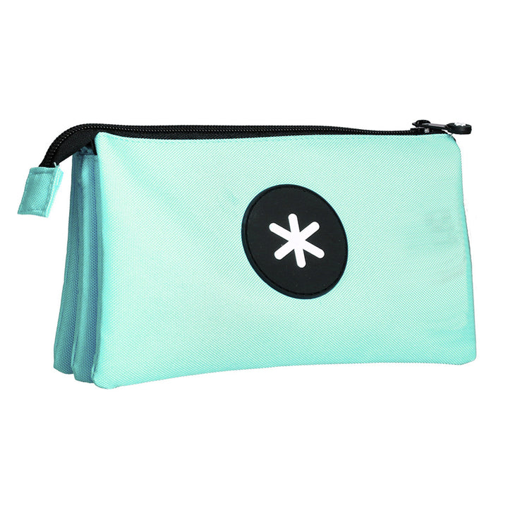 ANTARTIK - Conjunto Escolar con Mochila y Estuche Triple 2 Cremalleras. Menta