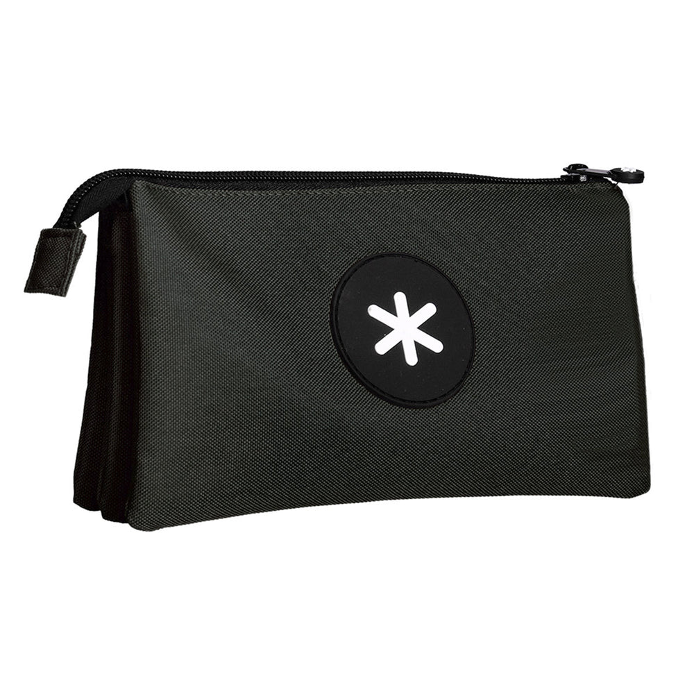 ANTARTIK - Conjunto Escolar con Mochila y Estuche Triple 2 Cremalleras. Negro