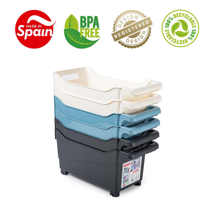 Plastic Forte - Cesta Organizadora con Ruedas Nº 4. Ideal Bajo Fregadero. Hueso