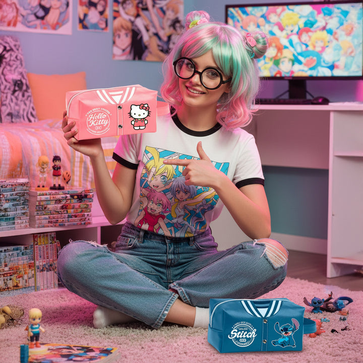 KARACTERMANIA - Neceser de Viaje y Mochila Brick Plus Hello Kitty Varsity. Rosa