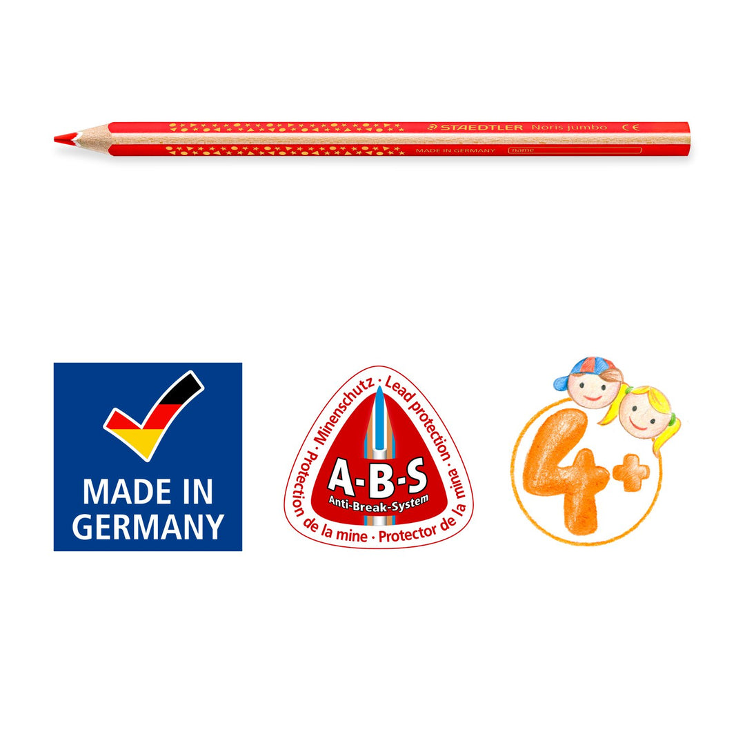 STAEDTLER Noris Jumbo 128 - 10+2 lápices de color triangular más afilalápices