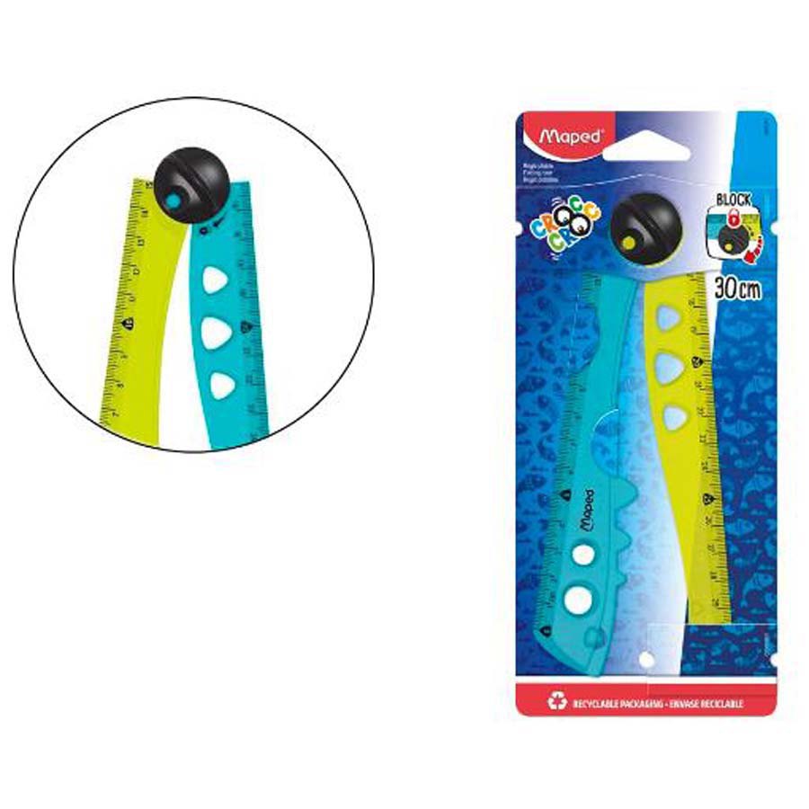 MAPED - Regla Plastico Plegable Croc Croc Blister de 1 Unidad 15 cm + 1 Unidad 30 cm