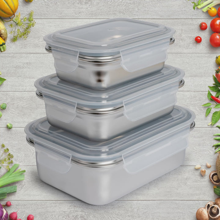 IBILI Keepklin - Recipiente Rectangular en Acero Inoxidable Apto Microondas