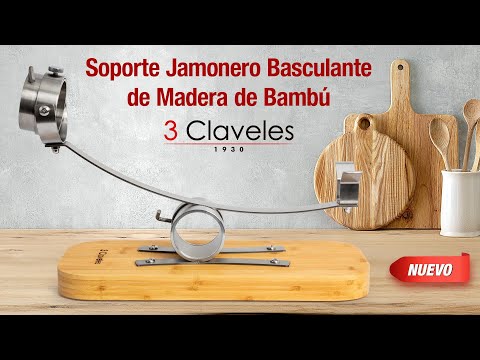 3 Claveles Kit Premium Soporte Jamonero Basculante y Cabezal Giratorio, Cuchillos y Chaira