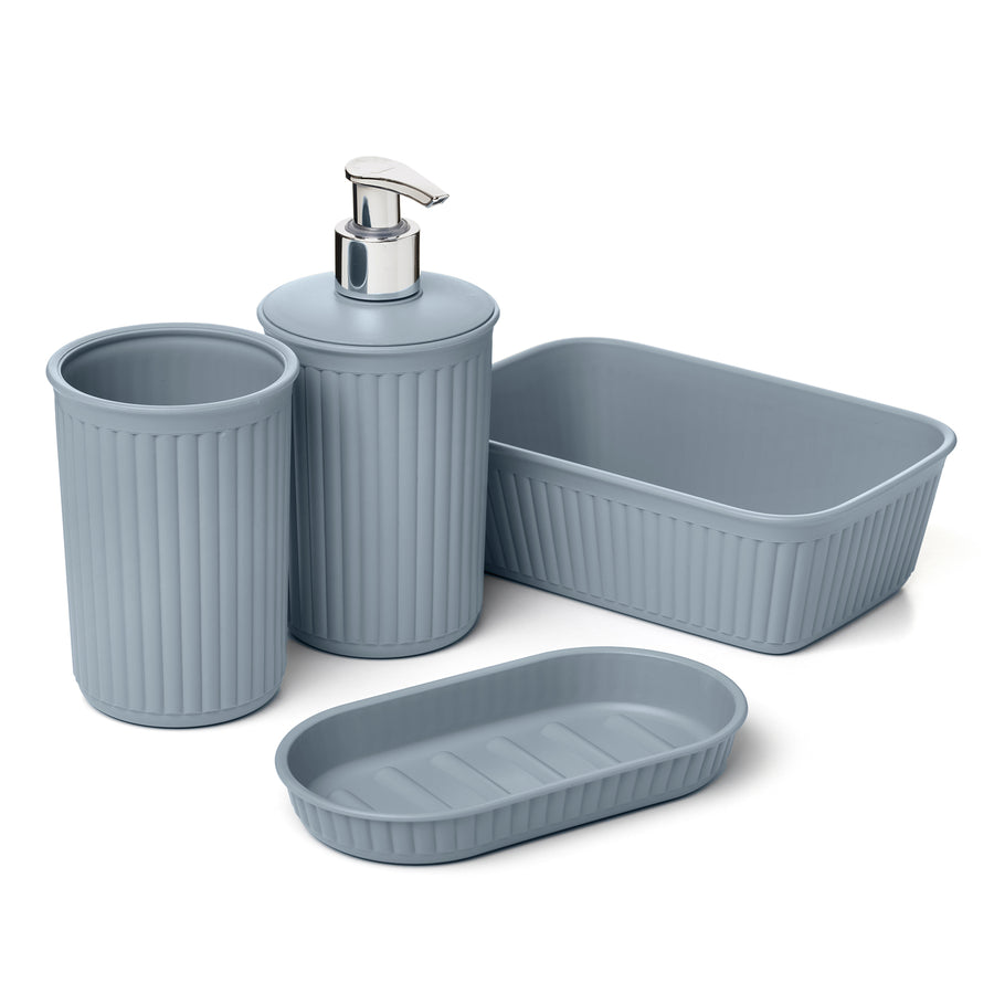 TATAY Baobab - Set Organización Baño de 4 Piezas en Plástico PP05, Azul Mist