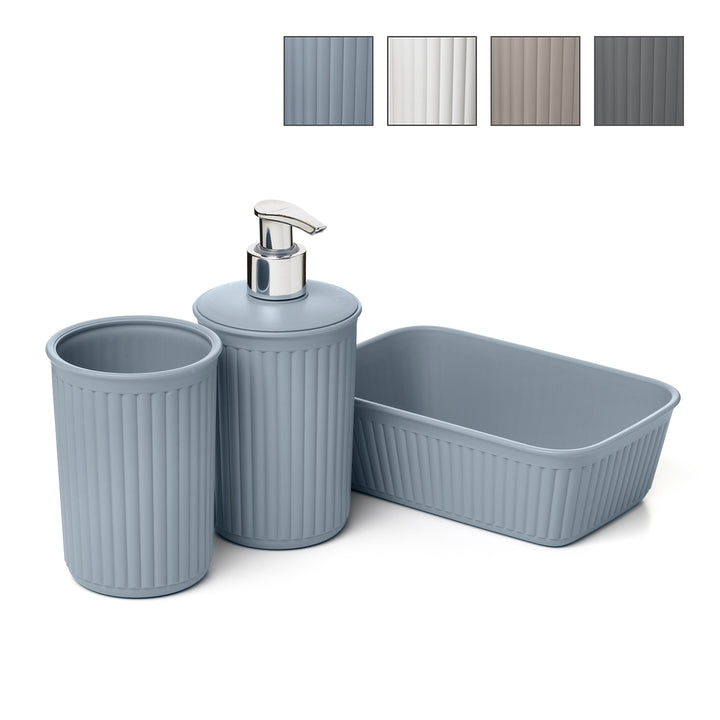 TATAY Boabab - Set Organización Baño de 3 Piezas en, Plástico PP05, Azul Mist