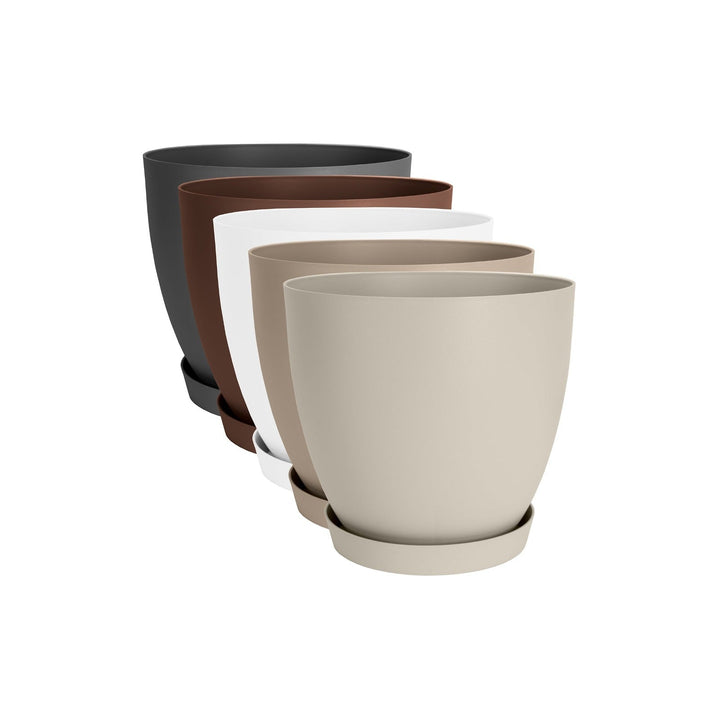 Plastiken TES - Maceta Redonda Cuenco Diámetro 32 cm Capacidad 17.5L. Taupe