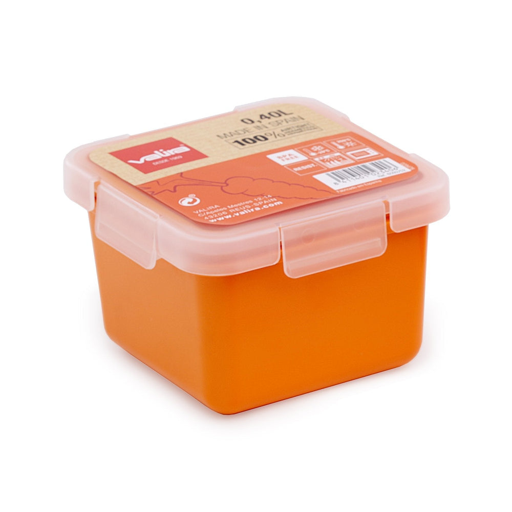 VALIRA Nomad Petit - Set de 2 Recipientes Cuadrados 0.4L en Plástico Cerámico PBT. Naranja