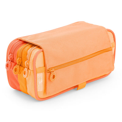 Estuche Portatodo Triple con Tres Cremalleras para Material Escolar Blush Pastel Naranja