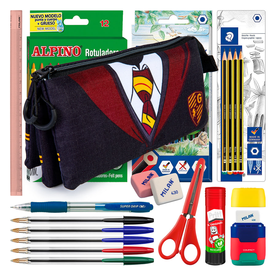 ColePack Harry Potter - Estuche Triple de 2 Cremalleras con Material Escolar. Uniform