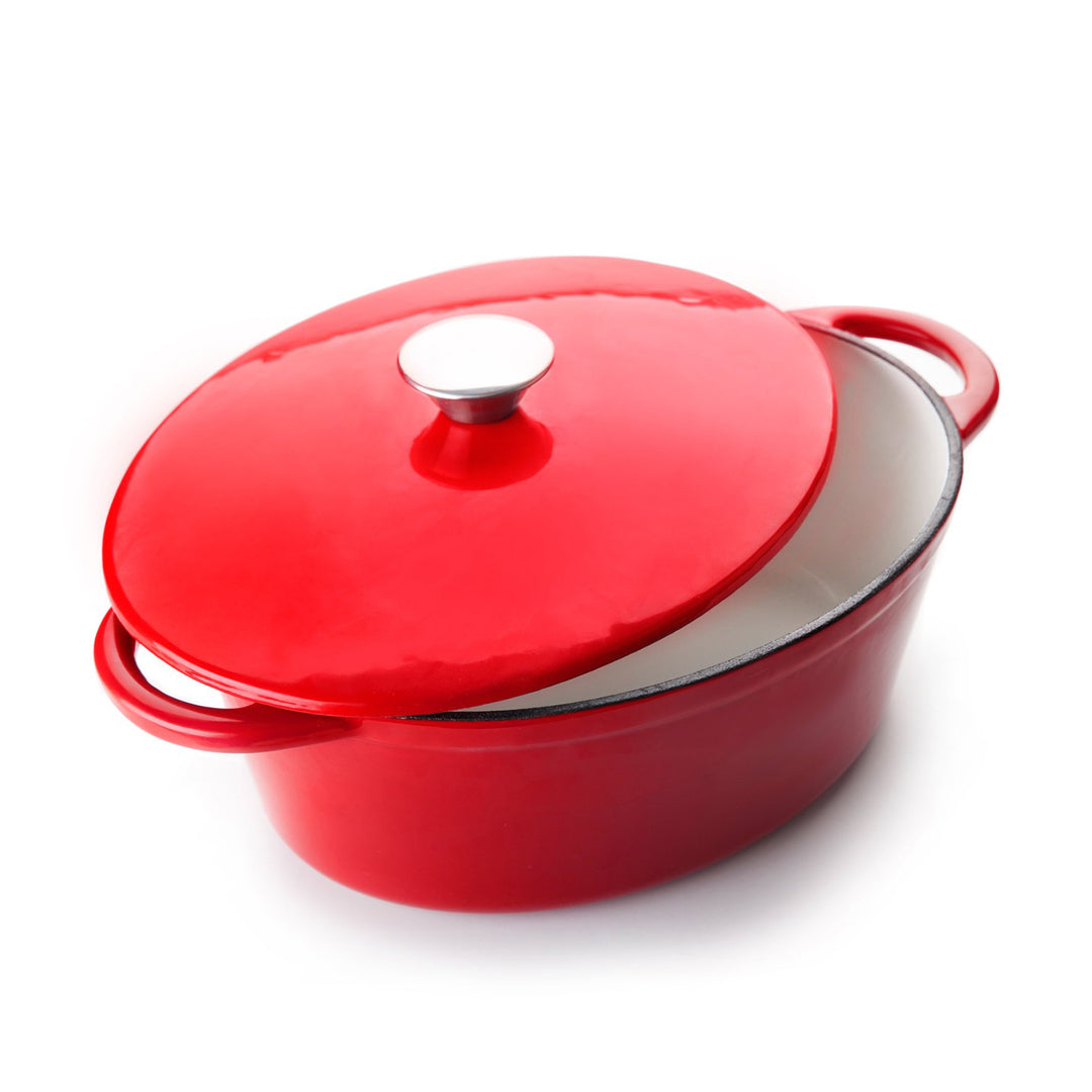 IBILI - Cocotte Ovalada de Hierro Fundido Esmaltado 3.3L  Apta Vitro e Inducción. Rojo