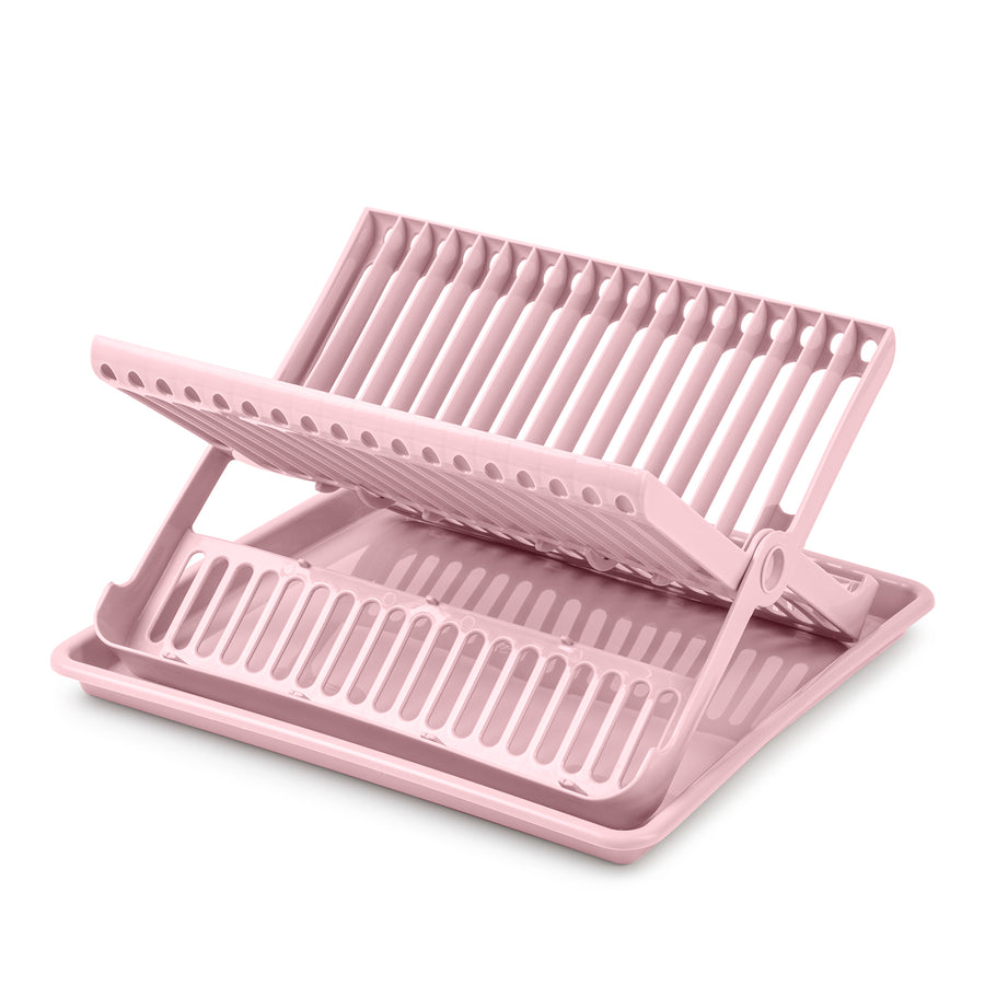 Plastic Forte - Escurreplatos Plegable de 2 Niveles con Bandeja Recogedora. Rosa