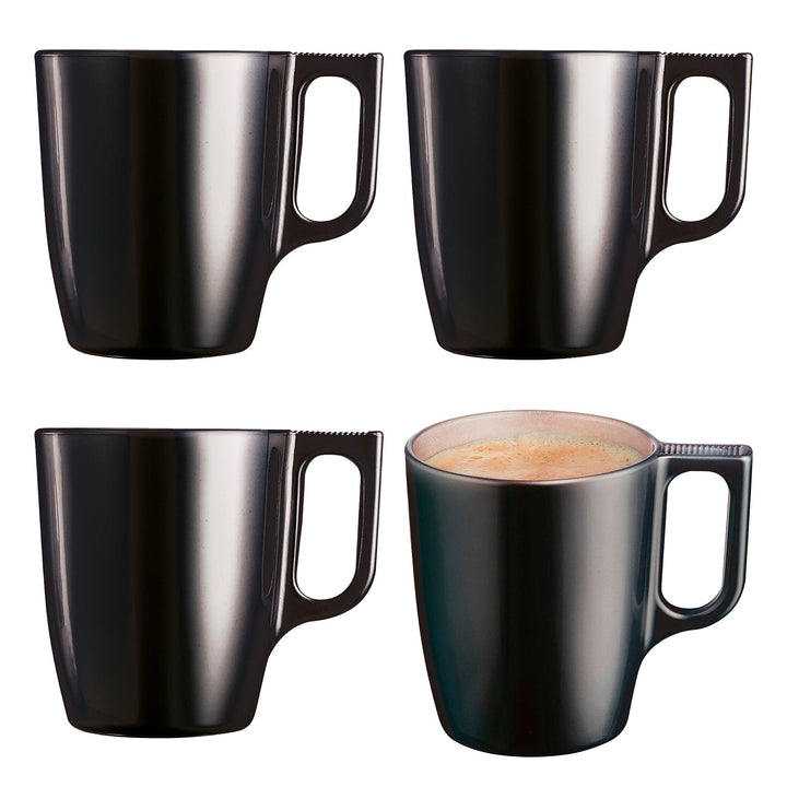 Luminarc Flashy - Taza de Desayuno de 25 cl en Vidrio Templado. Negro