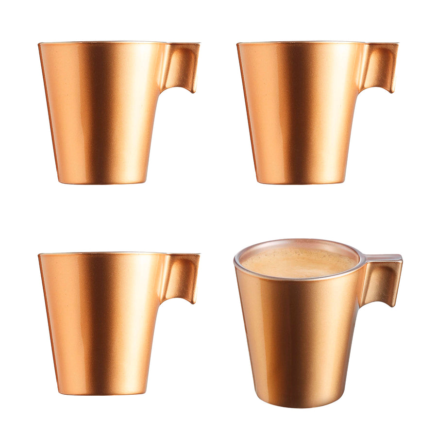 Luminarc Flashy - Juego de 4 Tazas de Café de 8 cl en Vidrio Templado. Neo Gold