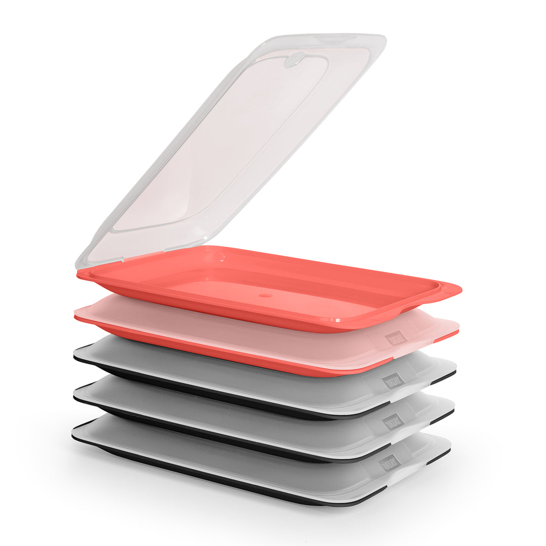 TATAY Fresh - Set de 5 Recipientes Porta Embutidos y Alimentos. Negro y Coral