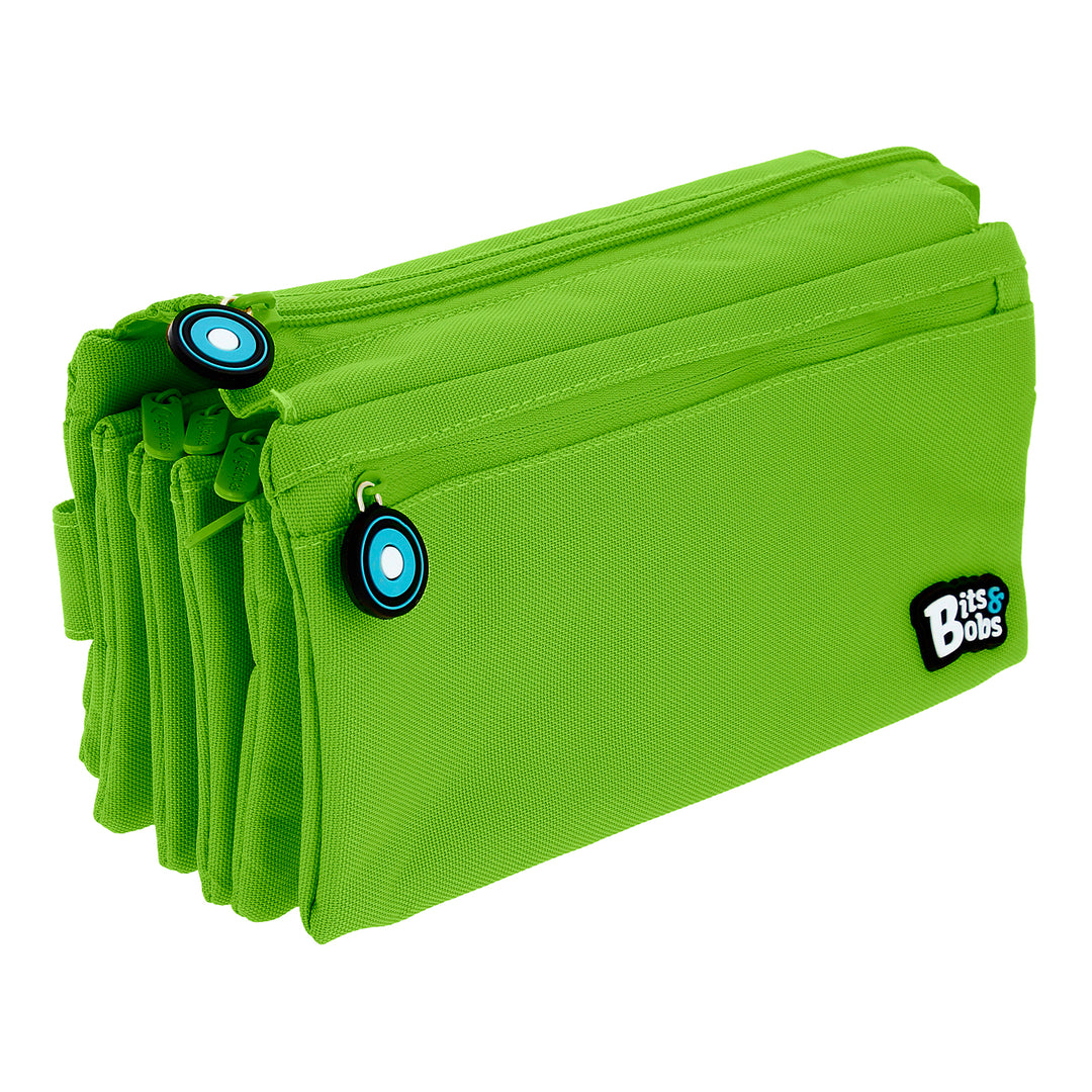 Grafoplás - Estuche Escolar Cuádruple de Alta Capacidad con Cuatro Cremalleras. Verde