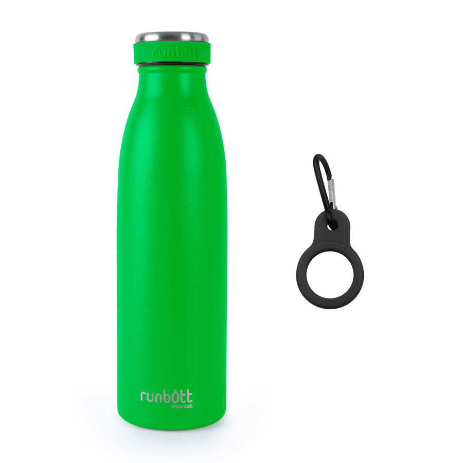 Runbott City - Botella Térmica de 0.5L en Acero Inoxidable 316 y Silicona. Verde