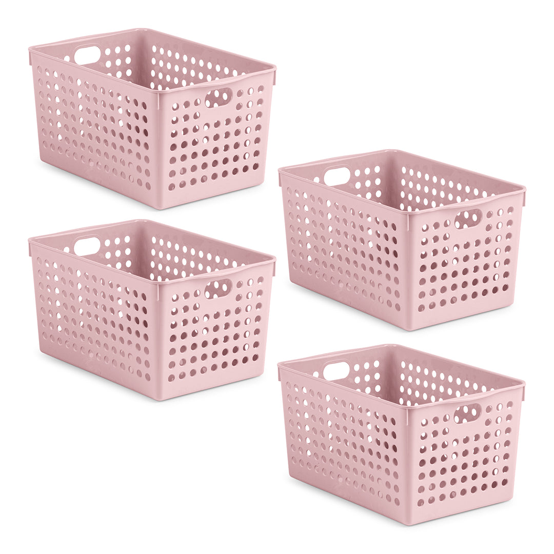 Plastic Forte Atlas - Set de 4 Cestas Multiusos de Ordenación Rectangulares Nº 2. Rosa