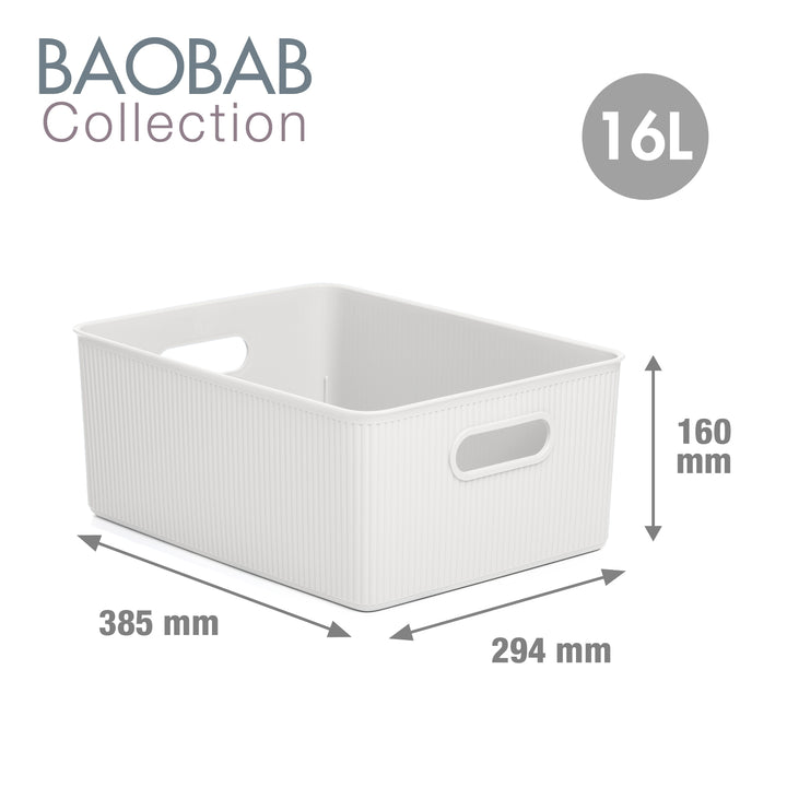 TATAY Baobab - Set de 4 Cajas Organizadoras Grandes Plástico PP05. Blanco Pergamon
