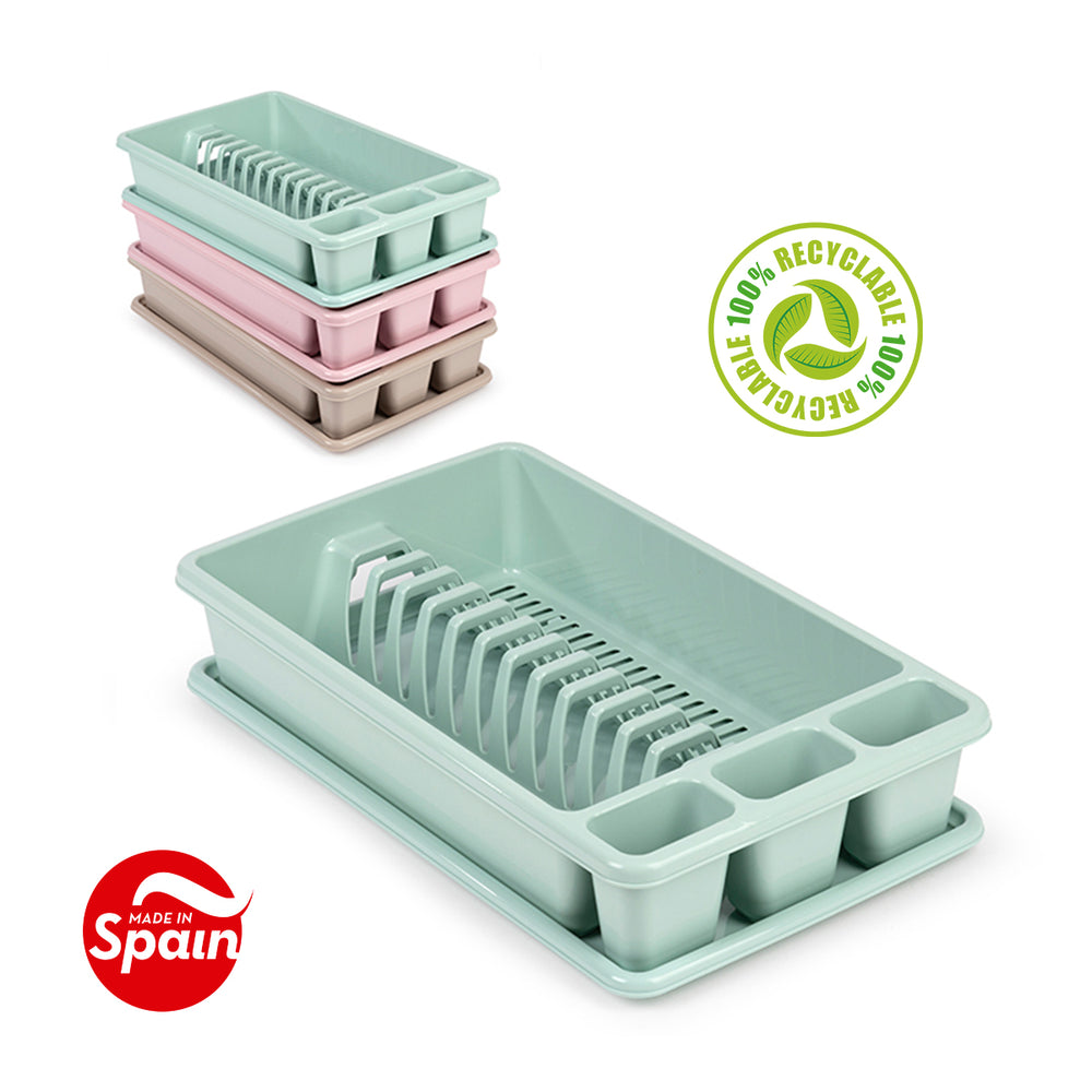 Plastic Forte - Escurreplatos Rectangular Mediano con Bandeja. Rosa