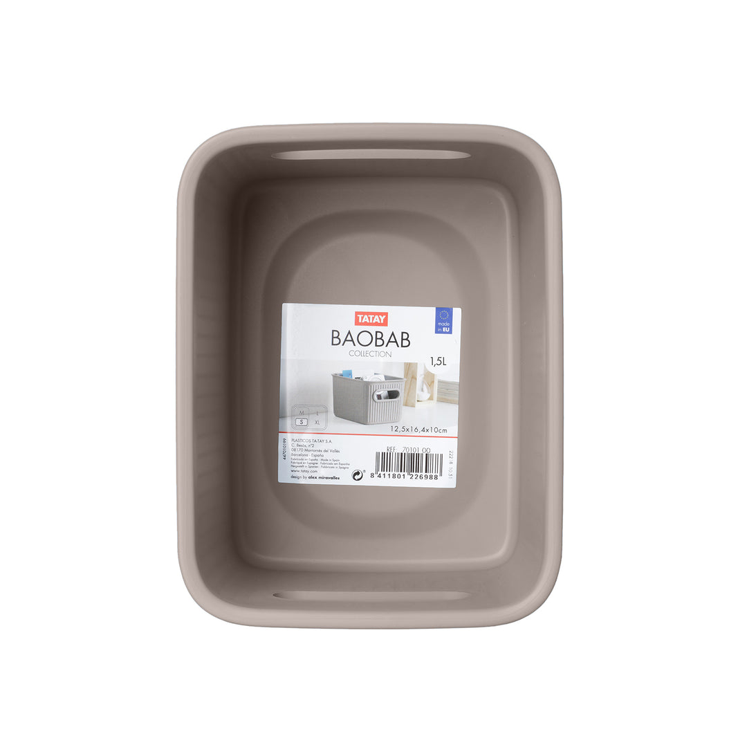 TATAY Baobab - Caja Organizadora Rectangular 1.5L Plástico PP05. Taupe