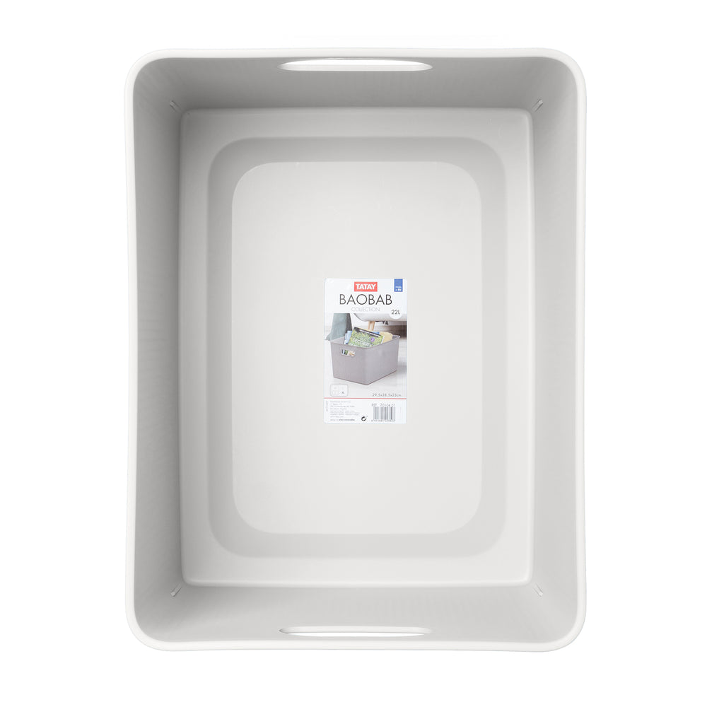 TATAY Baobab - Set de 2 Cajas Organizadoras 22L con Tapa en Plástico PP05. Blanco Pergamon