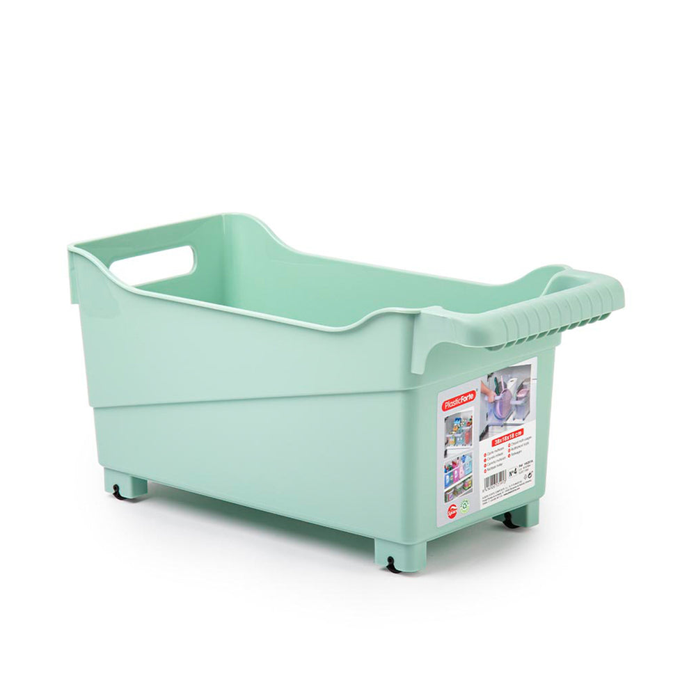 Plastic Forte - Cesta Organizadora con Ruedas Nº 4. Ideal Bajo Fregadero. Verde