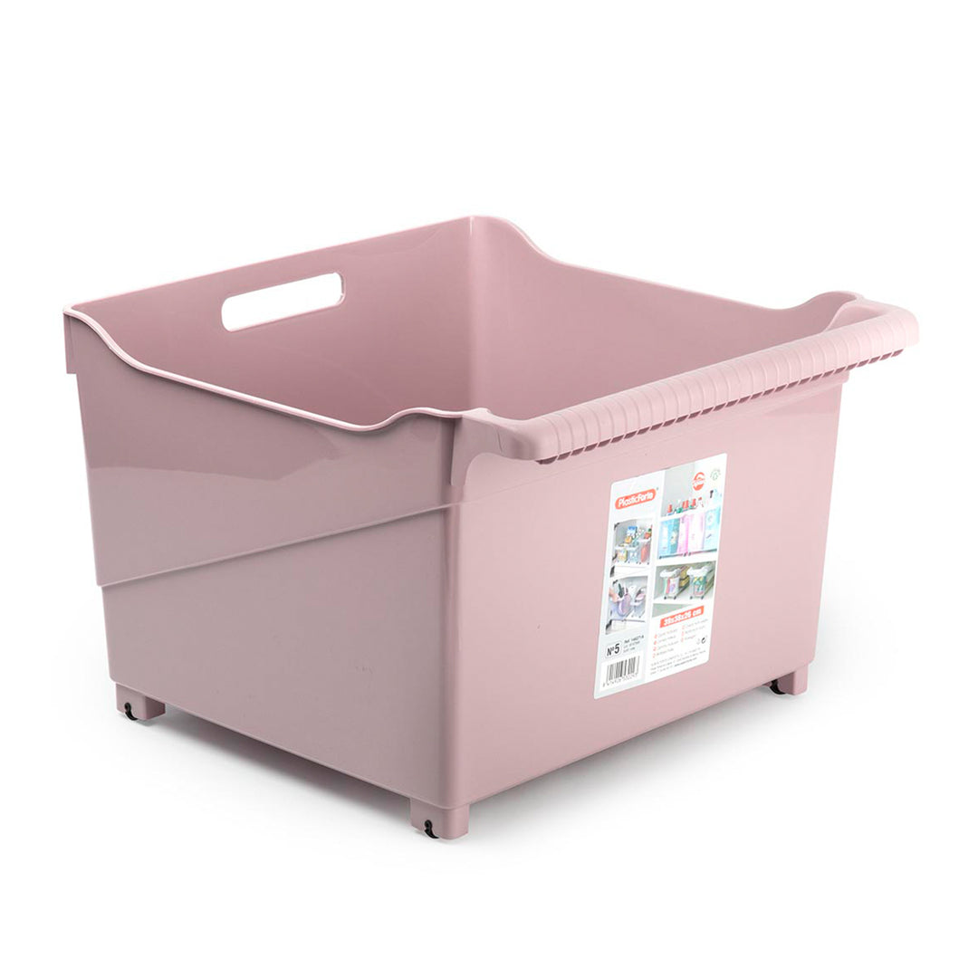 Plastic Forte - Cesta Organizadora con Ruedas Nº 5. Ideal Bajo Fregadero. Rosa