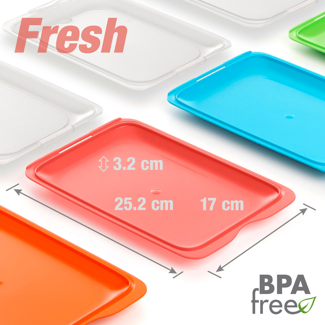 TATAY Fresh - Set de 5 Recipientes Porta Embutidos y Alimentos. Negro y Coral