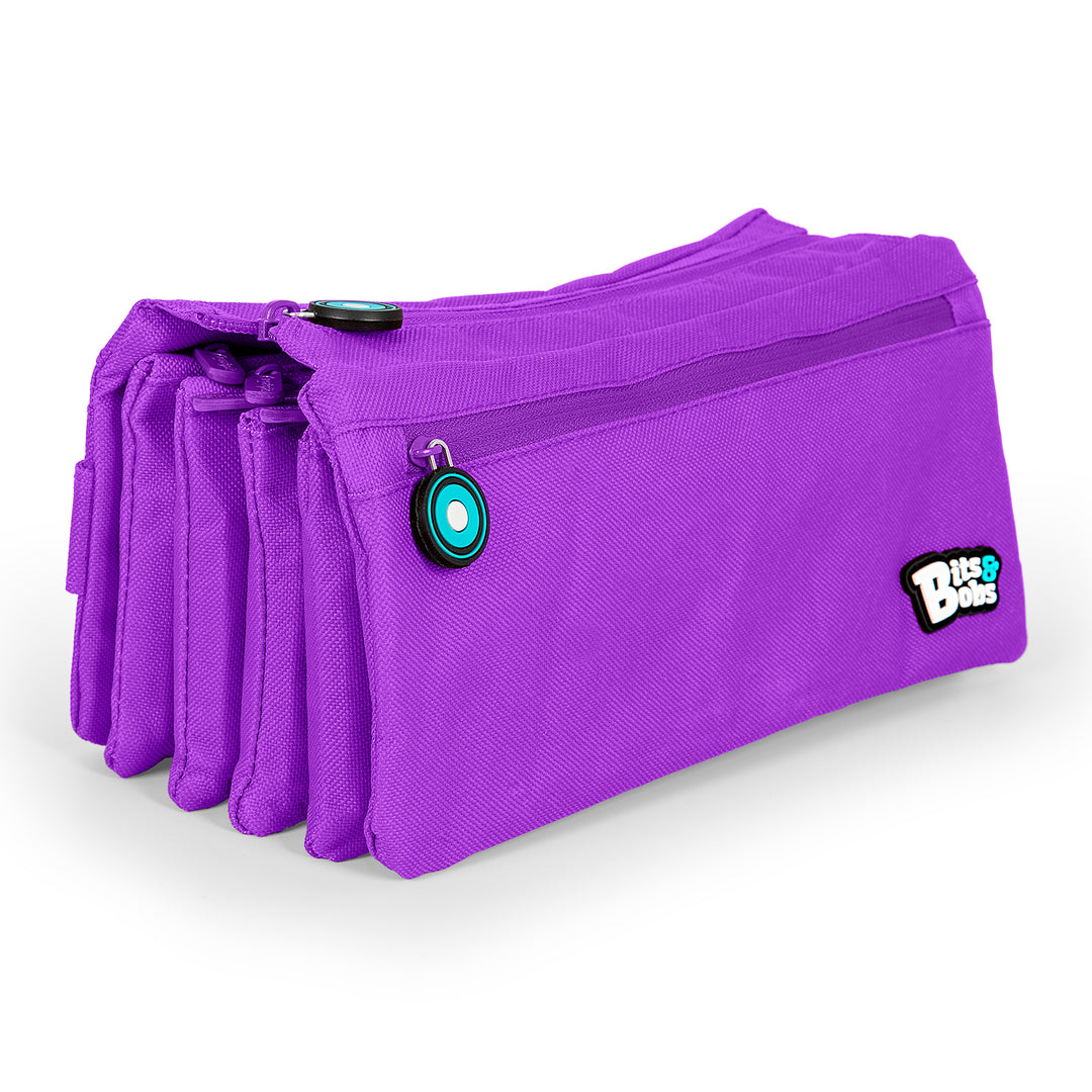 ColePack 2022 - Estuche Escolar Cuádruple de 4 Cremalleras y Material Incluido. Morado