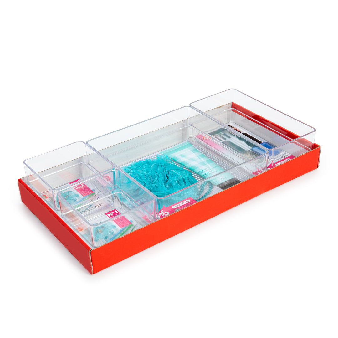 Plastic Forte - Set de 4 Bandejas Organizadoras Transparentes para Cajones. Ideal Baño