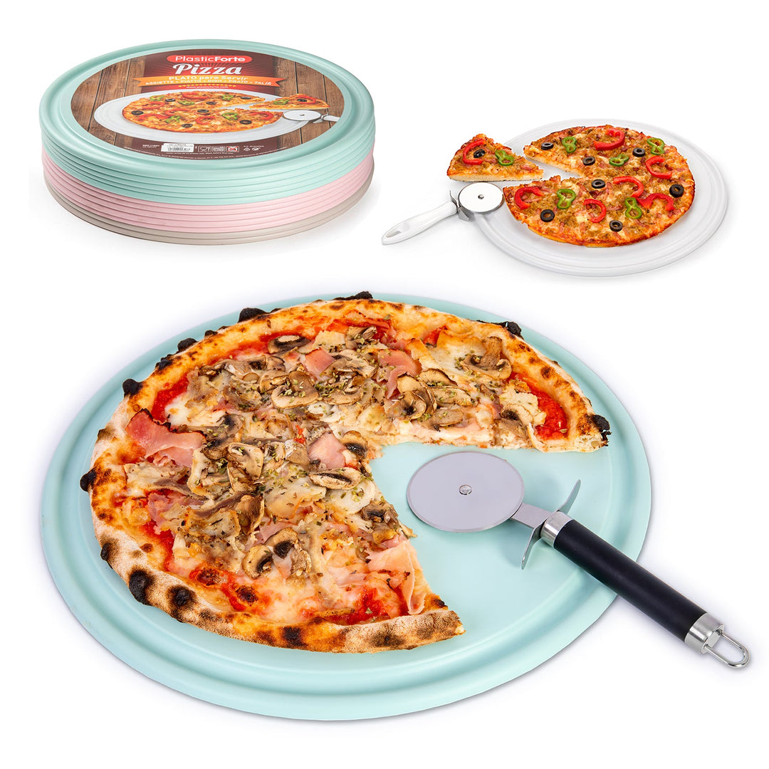 Plastic Forte - Juego de 2 Platos Redondos para Pizzas y Tartas de 35 cm. Verde