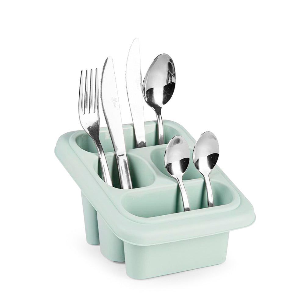 Plastic Forte Square - Set de 2 Escurridores de Cubiertos con 4 Compartimentos. Verde